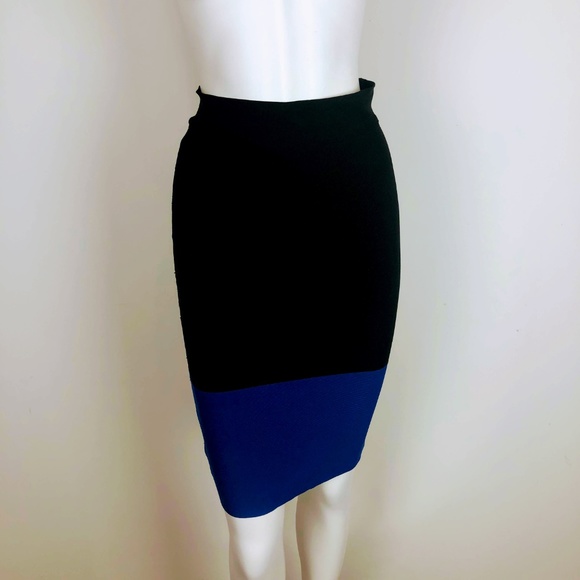 BCBGMaxAzria Joelle Colorblock Blue Bandage Skirt - Picture 7 of 8